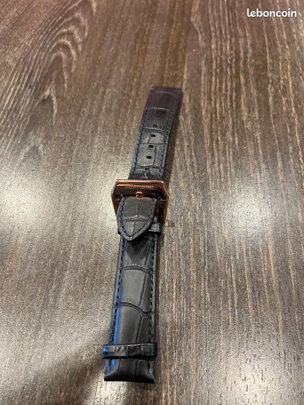 Bracelet de montre en cuir noir à motif crocodile avec boucle couleur