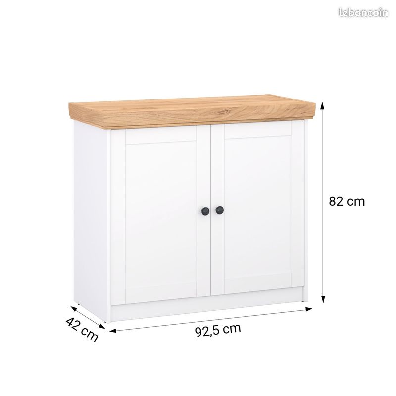 Commode blanche et chêne avec placard Commode de salon Commode chambre commode moderne (image 5)