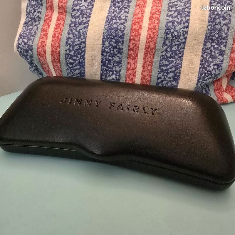 Lunettes De Soleil Jimmy Fairly Avec étui – Monture Plastique Noir Style Papillon, Neuf Sans étiquette