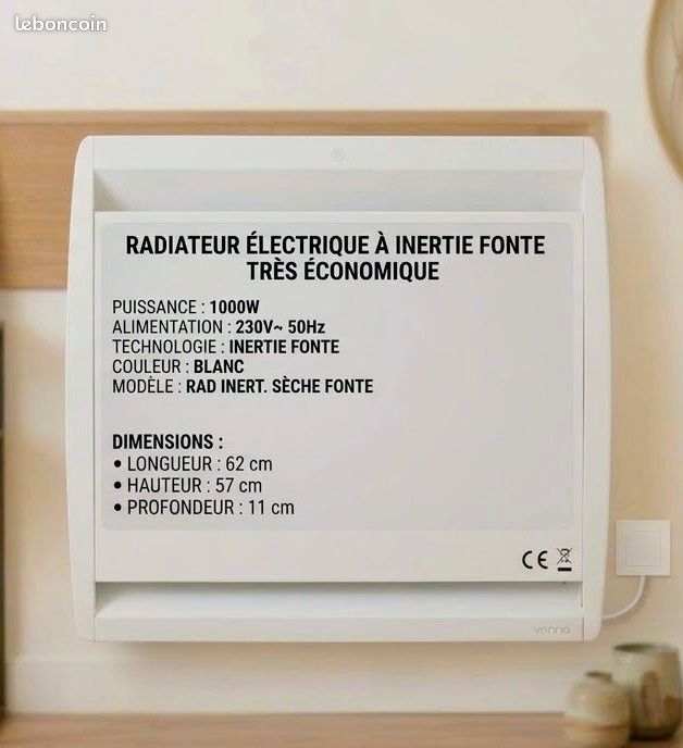 Radiateur électrique à inertie sèche fonte 1000W haute performance économique (image 8)