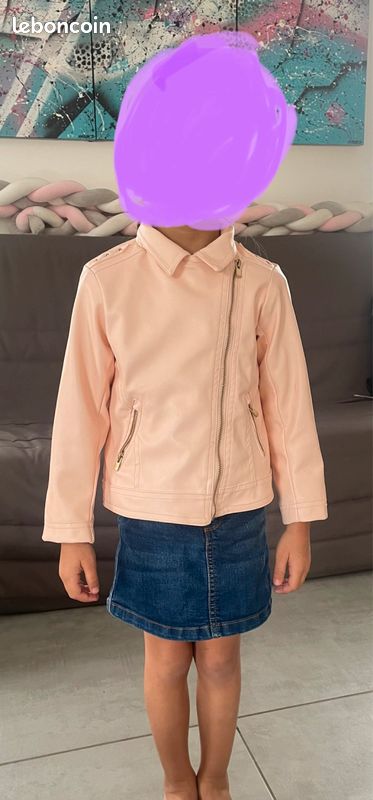 Veste type perfecto enfant 4 ans rose (image 2)