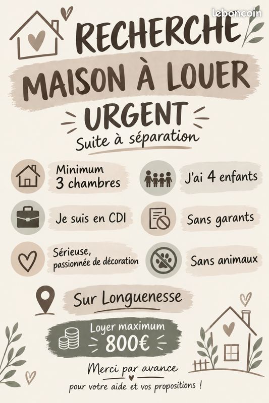 Maison 5 pièces 80 m² · à Longuenesse · 80 m² · 800 €/mois