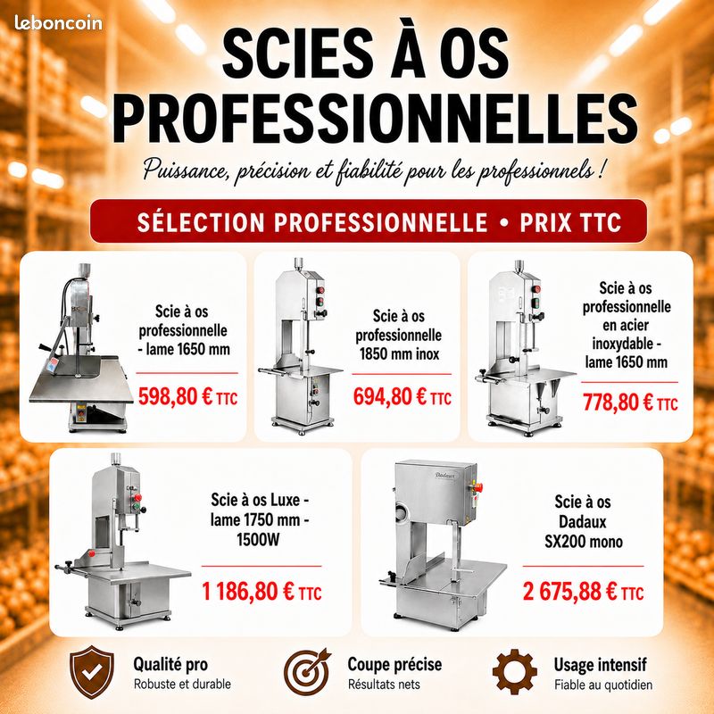 Scie à os professionnelle inox aluminium – Lame 1650 mm (image 2)