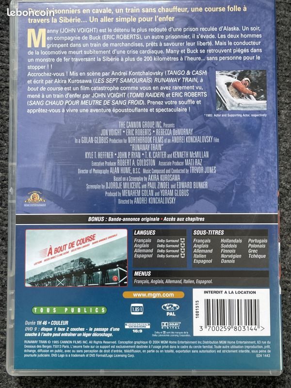 RUNAWAY TRAIN avec JOHN VOIGHT et REBECCA DE MORNAY (image 3)