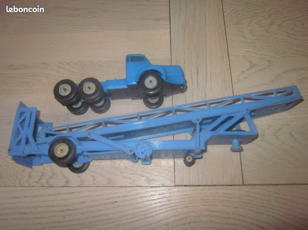 Berliet Tracteur Tbo 15 Bleu Et Remorque Porte Voiture Rouge Norev (N8