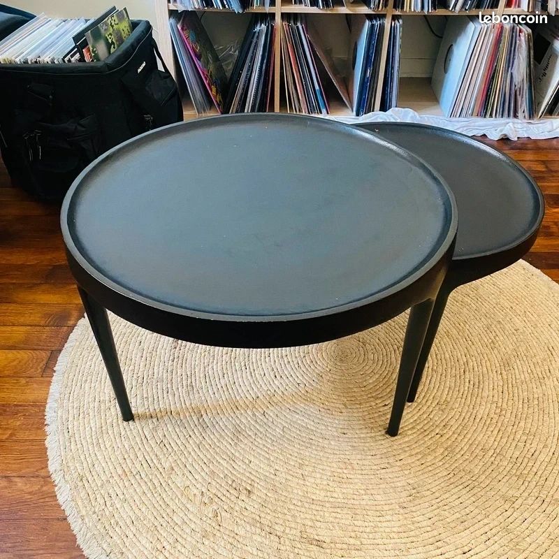 Lot 2 tables basses gigognes noir deco tendance Maisons Serks (image 1)