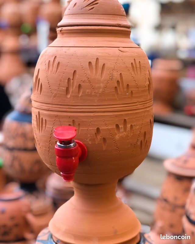 Carafes + Verres/mugs en argile terre cuite filtrante de Safi - Arts de la table