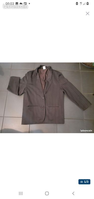 Veste marron/rayures noires T38 (image 1)
