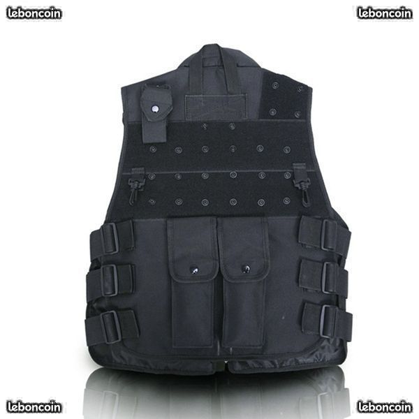 Gilet De Pêche Homme Cargo En Maille Multi-Poches Extérieur Noir