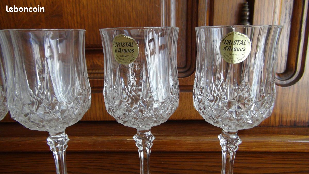 5 VERRES à PIED CRISTAL D'ARQUES LONGCHAMP de 146 mm de haut en très bon état poids 1 verre de 180 gr environ (image 3)