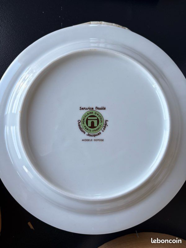 7 ASSIETTES À Fromage en Porcelaine d'Auteuil par Lobjoy Décor Bistrot en Boite EUR 35,95