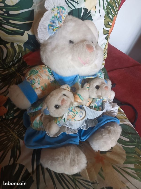 Peluche maman ours et ses bébés (image 2)