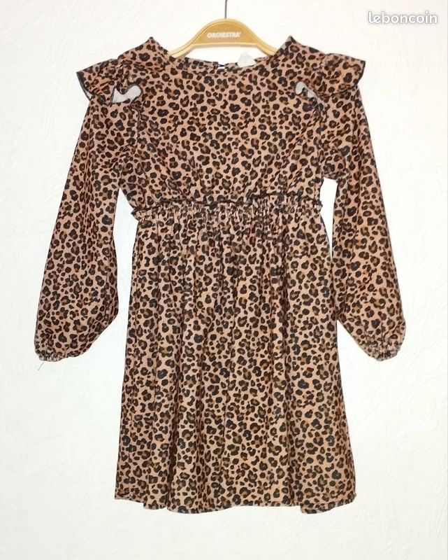 Robe manches longues léopard fille ans Vêtements