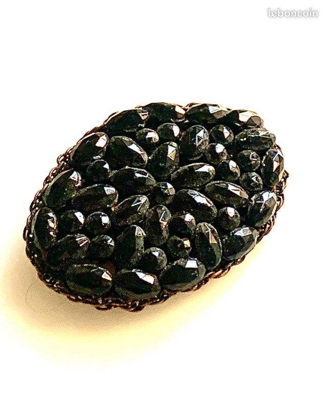 Ancienne broche en cristaux noirs vintage (image 6)