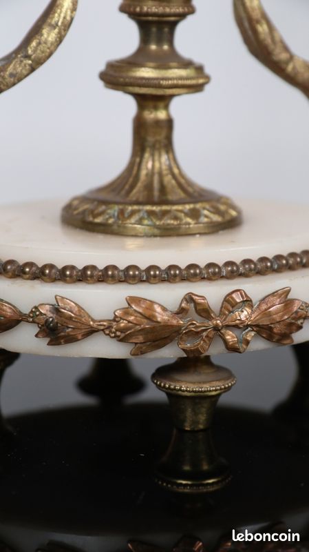 Paire de candélabres en bronze doré et marbre, époque Napoléon III