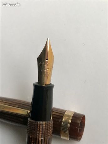 Stylo Plume Waterman W3 Marron Nacré - Taille M Semi-flex - Années 1950 - 130 Mm - Occasion