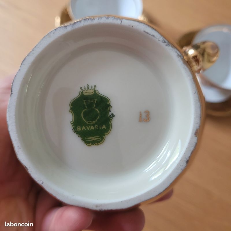 Service à café vintage en porcelaine dorée de style Bavaria (image 4)