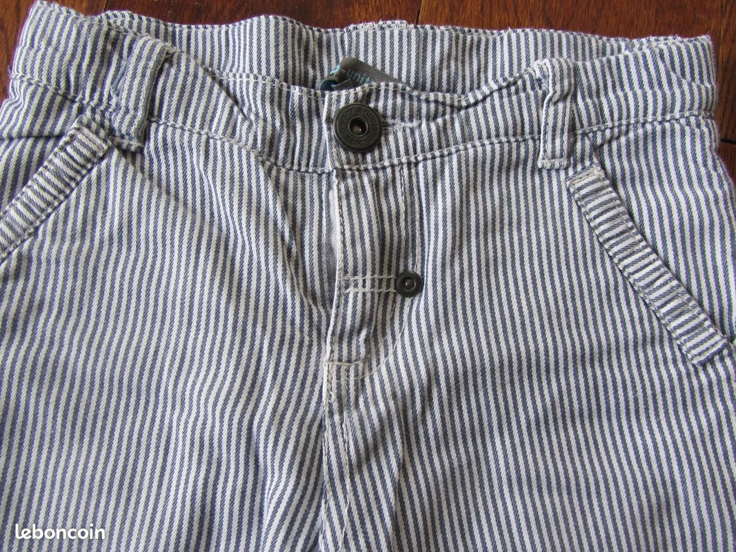 Pantalon rayé bleu et blanc 2 ans TBE (image 2)