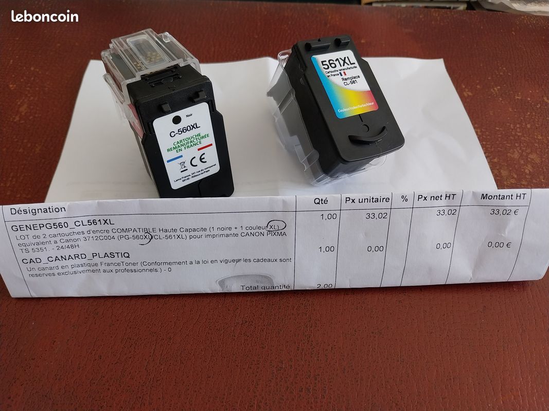 Cartouches encre NEUVES(noire XL + couleur XL)pour imprimante Canon (image 1)