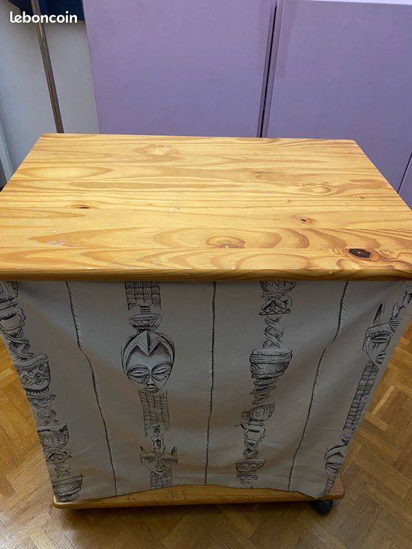 Commode meuble de chevet en bois sur roulette 3 étages (image 5)