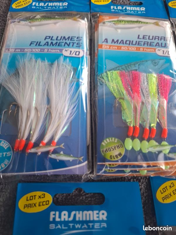 Plumes Maquereau Colorées BZS - 5 Paquets Avec 5 Crochets 2/0 Par Paquet Pour Pêche