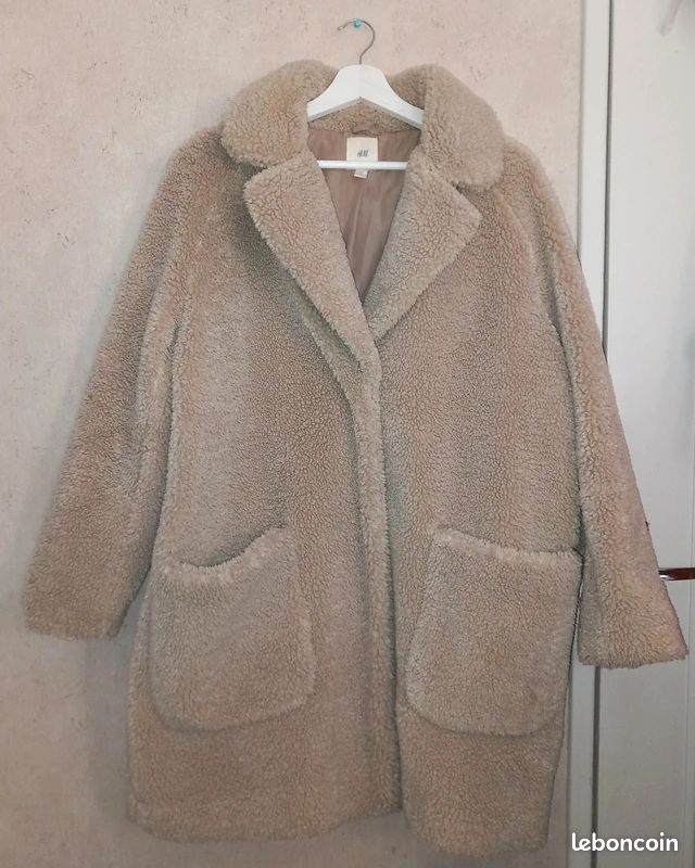 Manteau long effet peau de mouton – Beige – Taille M (H&M