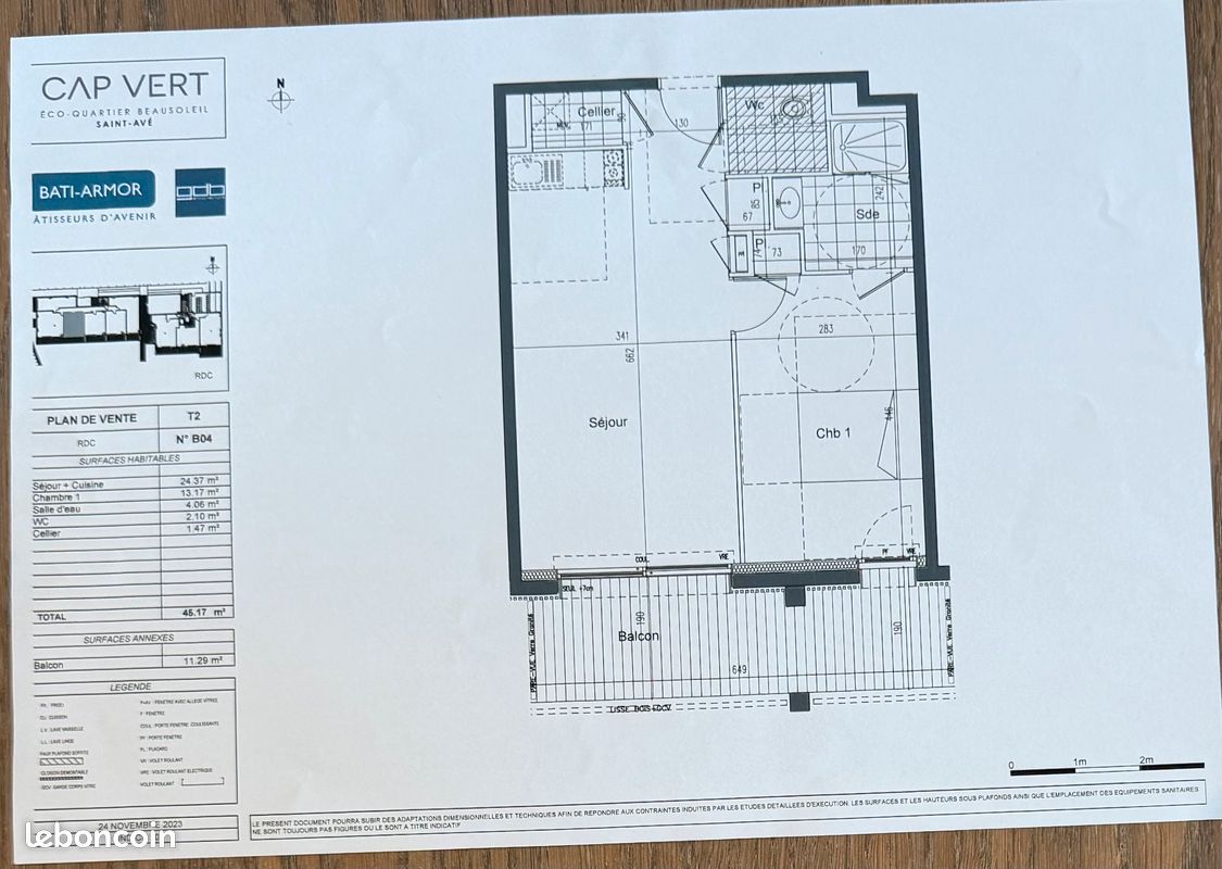 Appartement 2 pièces 45 m² · à Saint-Avé · 45,2 m² · 600 €/mois