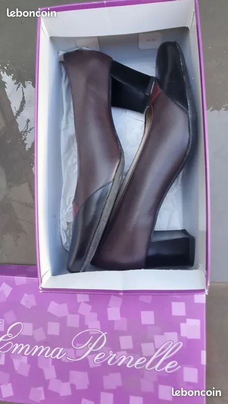 Escarpins Etienne Aigner Toile Bicolores Taille 10 M - Talons Hauts Occasion Très Bon état