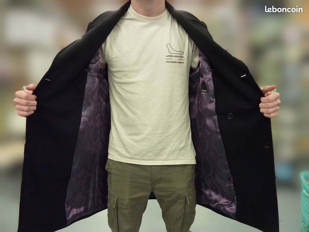 Manteau noir homme, laine et cachemire, état neuf de chez Burton (image 8)
