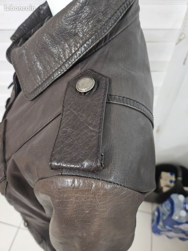 Veste cuir de super qualité skipper couleur marron taille 40 (image 7)