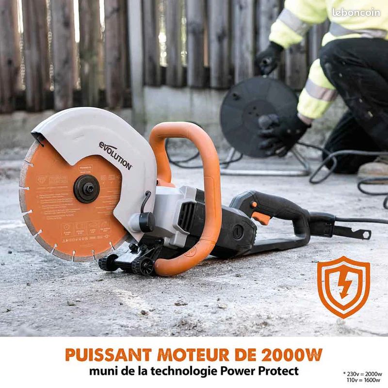 Scie à Béton Evolution R255 - Pour Pièces Détachées, Ne Fonctionne Plus, étincelles