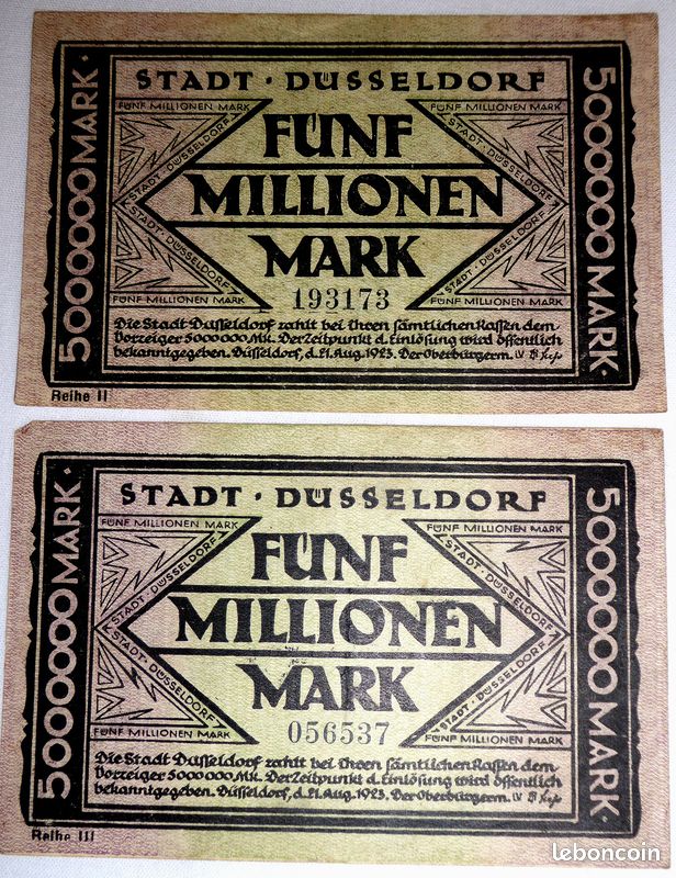 BILLET ALLEMAND « 5.000.000 » de l’EPOQUE de l’HYPERINFLATION ou (image 3)