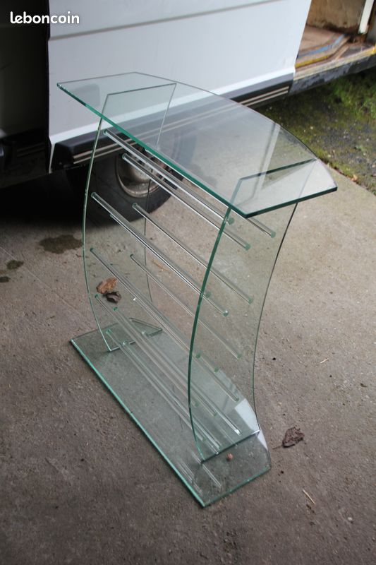 Petit meuble verre pour Wi fi avec étagères rangements divers (image 5)
