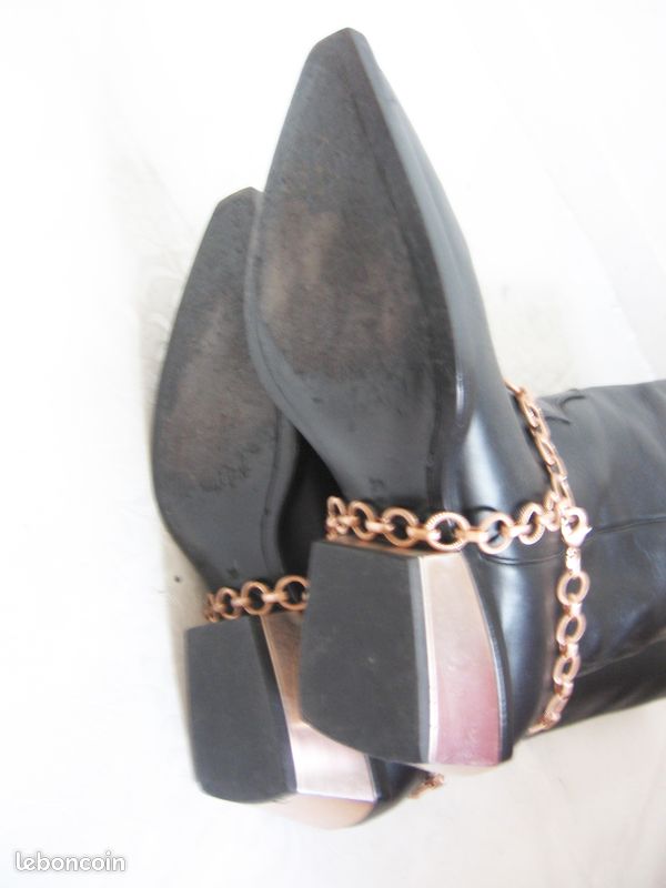 Bottines En Cuir « Freelance » Taille 36 - Bottillon Noir Femme - Cuir Véritable, Style Décontracté Chic