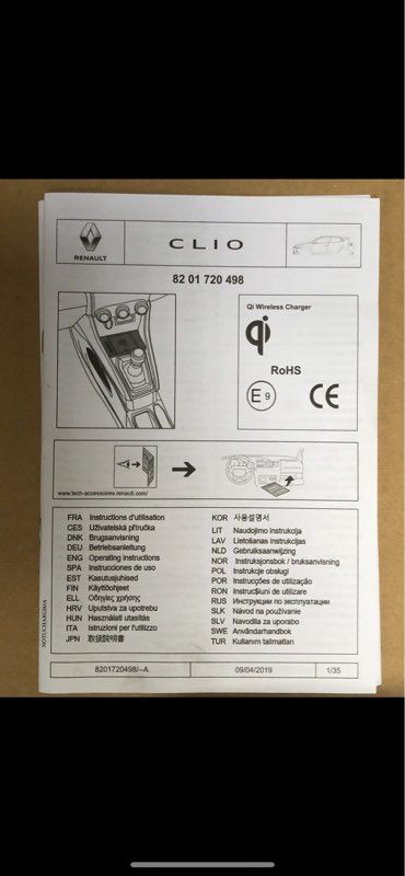 Chargeur à induction pour smartphone Clio - Renault