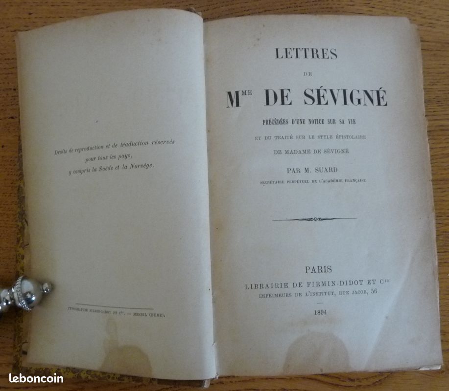 LETTRES de Mme DE SEVIGNE (1894) Précédées d'une Notice sur sa Vie et du Traité... (image 2)