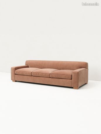 Canapé 3 Places Cuir Beige Roche Bobois - Très Bon État - 200 Cm