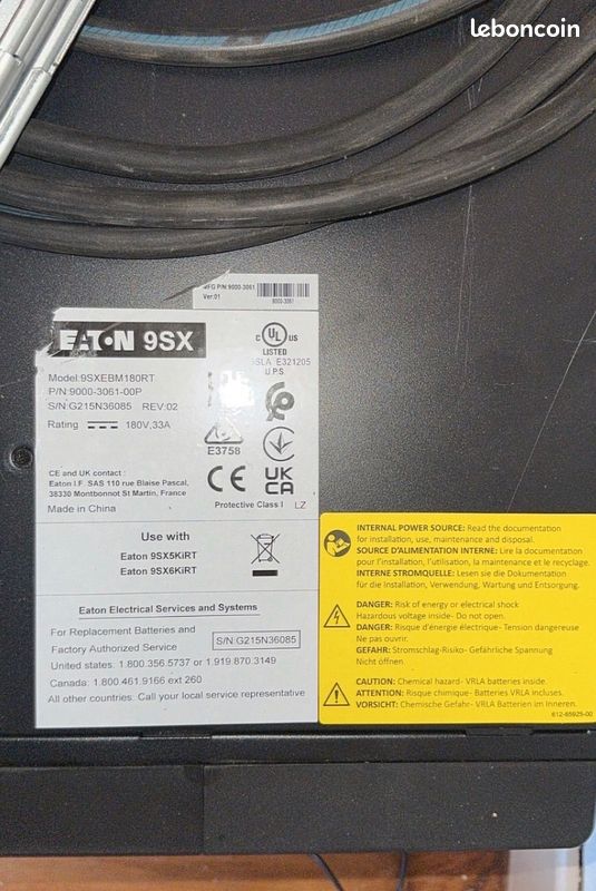 Onduleur EATON 9SX 6000VA + EBM 180V + Carte SNMP - Très bon état (image 10)