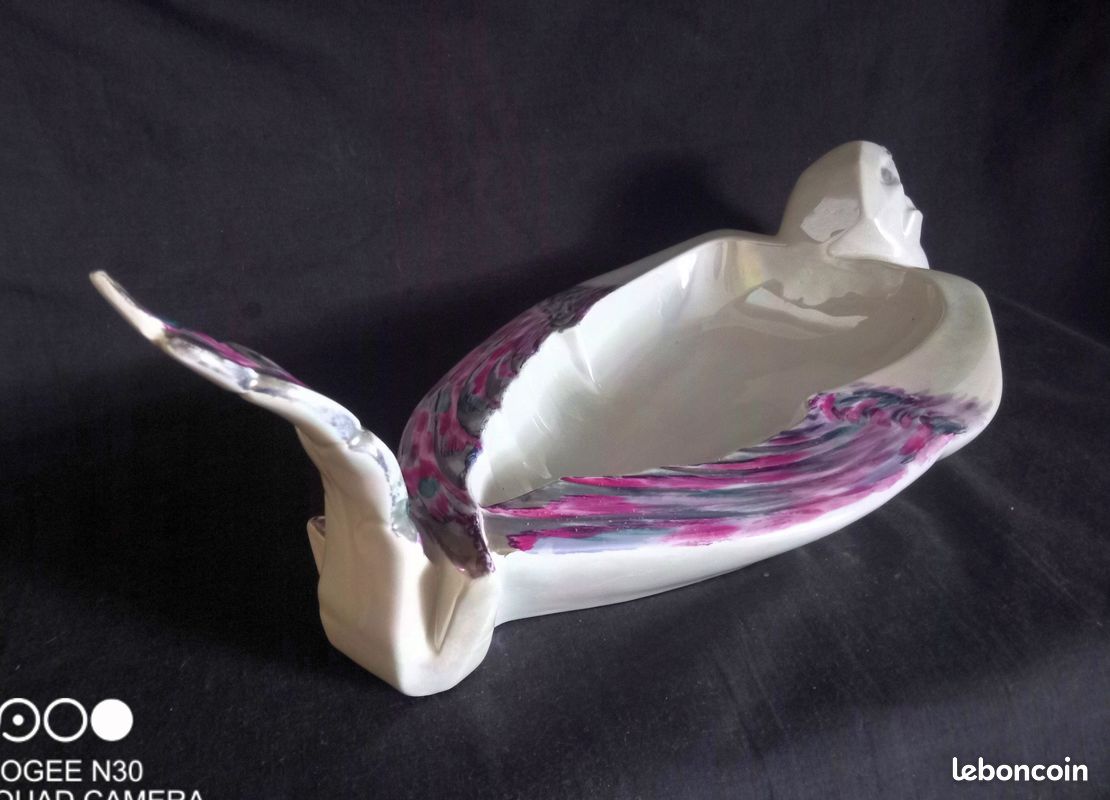 Céramique Limousine - Grand vide poche Art Déco en forme de pigeon en porcelaine de Limoges (image 8)