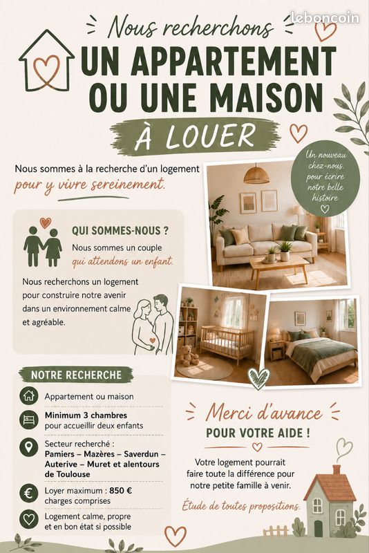 Appartement 4 pièces · à Cherbonnières · 800 €/mois