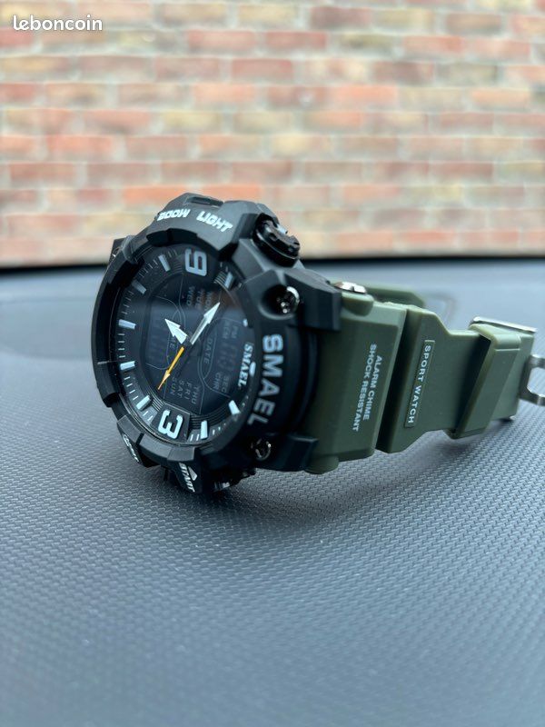 Montre smael militaire noir kaki Montres Bijoux