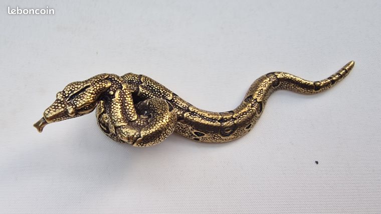 Sculpture Miniature Serpent En Laiton - 4 X 2.5 Cm - Neuf