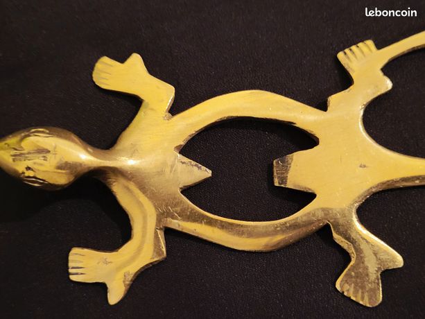 Grand Ouvre-bouteille Lézard En Laiton - 15 Cm - Fabriqué En Inde - Neuf