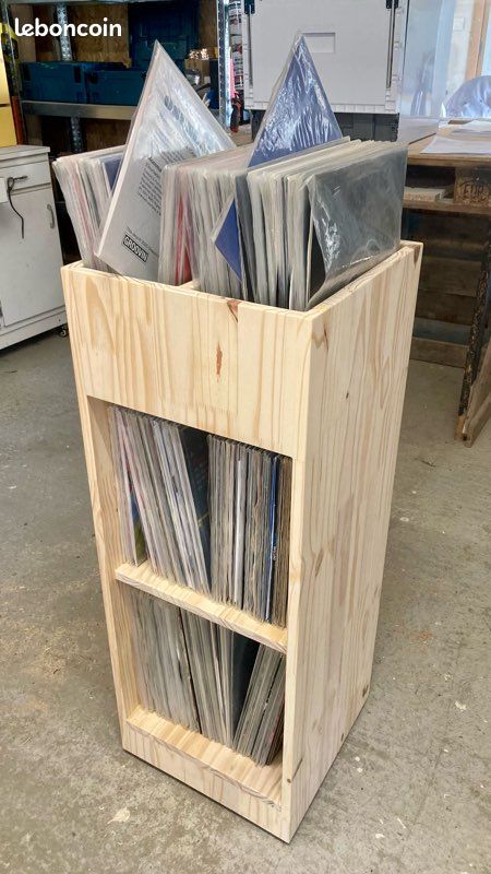 Meuble de Rangement Vinyles - Gamme Pin (image 1)