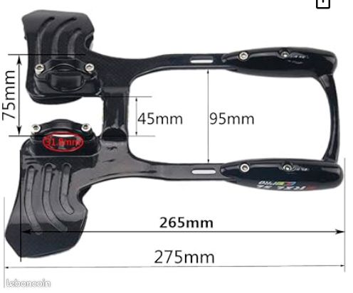 Prolongateur triathlon guidon cintre aero carbone Rétractable 15mm prolongateur velo route guidon triathlon (image 3)