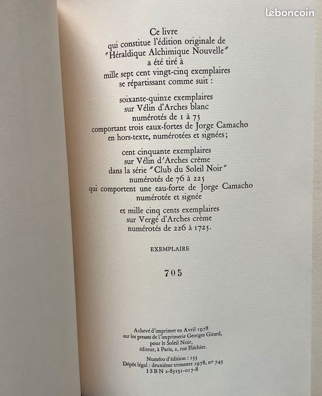 Jorge Camacho & Alain Gruger. Héraldique alchimique nouvelle. Réflexions liminaire & épilogue de Eugène Canseliet, F. C. H (image 2)