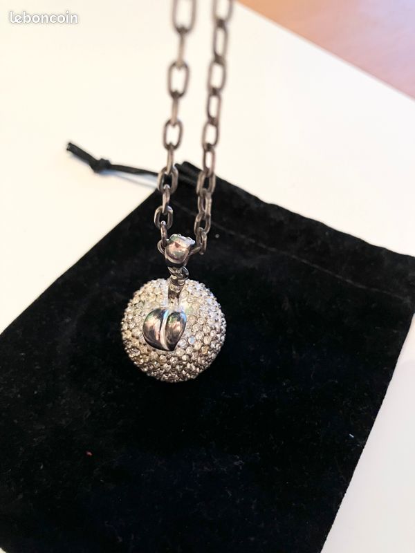 Collier/Sautoir Argenté Pomme Strass Agatha Vintage (image 3)