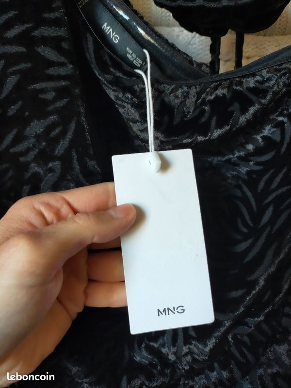 Haut habillé transparent velour noir femme Mango XS / S Neuf avec étiquettes (image 13)