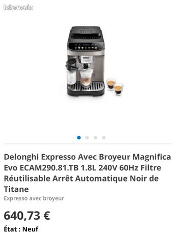 Expresso Avec Broyeur DeLonghi Magnifica Evo ECAM290.81.TB 1.8L