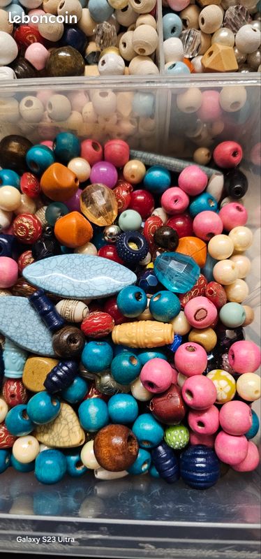 Lot De Perles Multicolores - Verre Et Plastique, Formes Variées, Pour Création De Bijoux